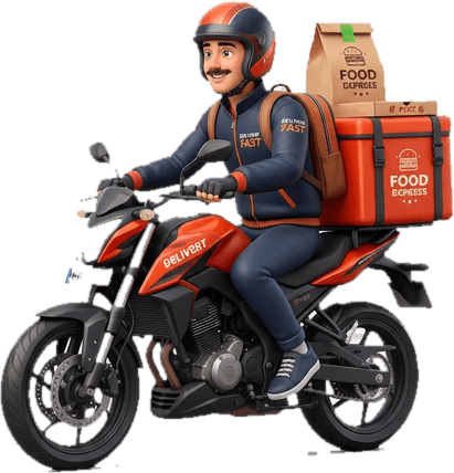 Un livreur Bon Petit à moto avec une commande